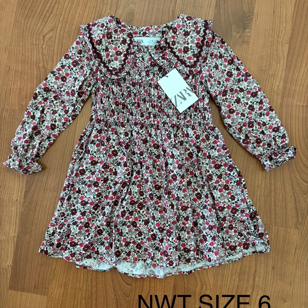 Zara Floral Long Sleeve Kids Dress
